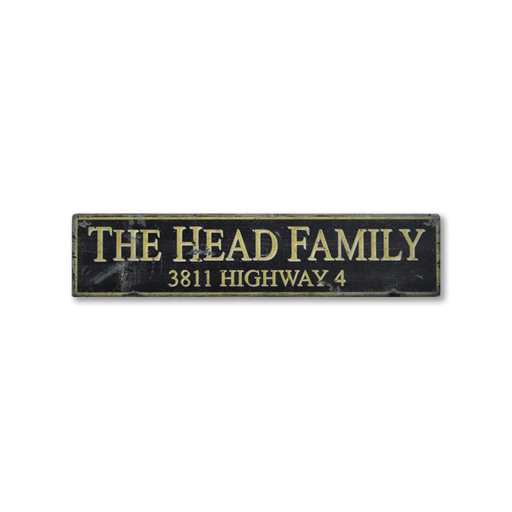 Family & Address Rustic Wood Sign