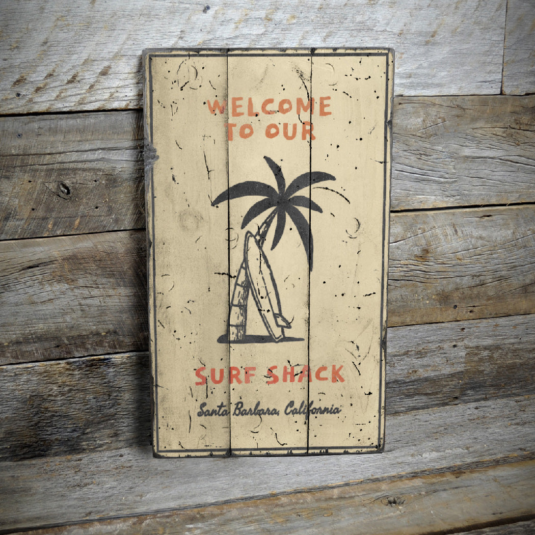 Surf Shack Welcome Rustic Wood Sign