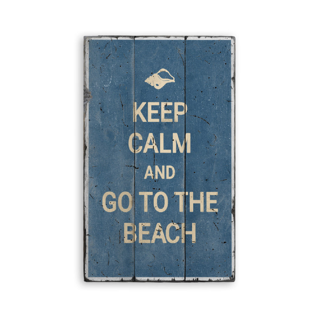 Keep Calm Beach Rustic Wood Sign