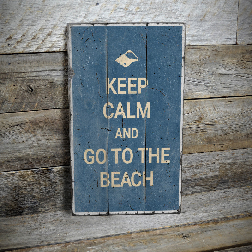 Keep Calm Beach Rustic Wood Sign