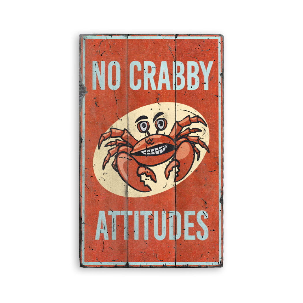 Funny Crab Rustic Wood Sign