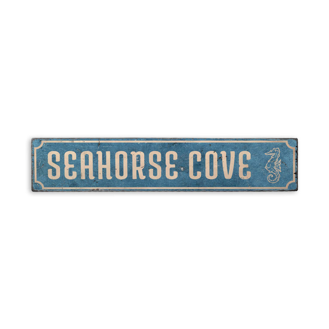 Seahorse Cove Rustic Wood Sign