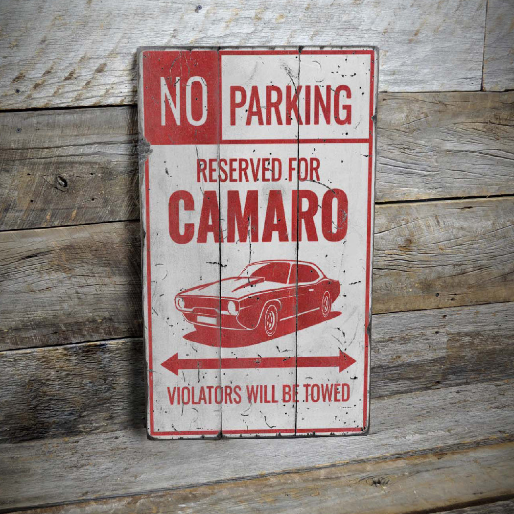 Camaro Parking Rustic Wood Sign