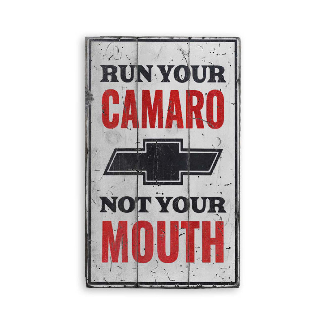 Funny Camaro Rustic Wood Sign