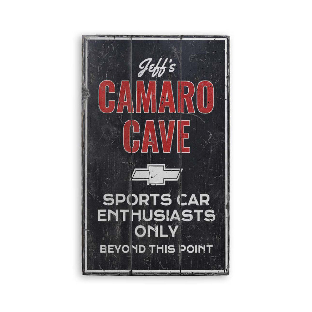 Camaro Man Cave Rustic Wood Sign