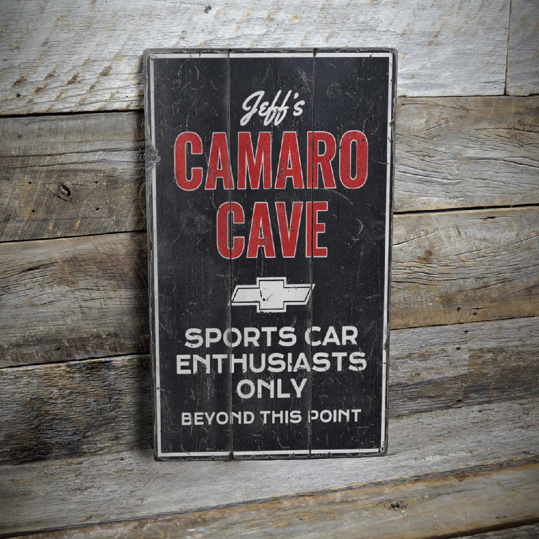 Camaro Man Cave Rustic Wood Sign