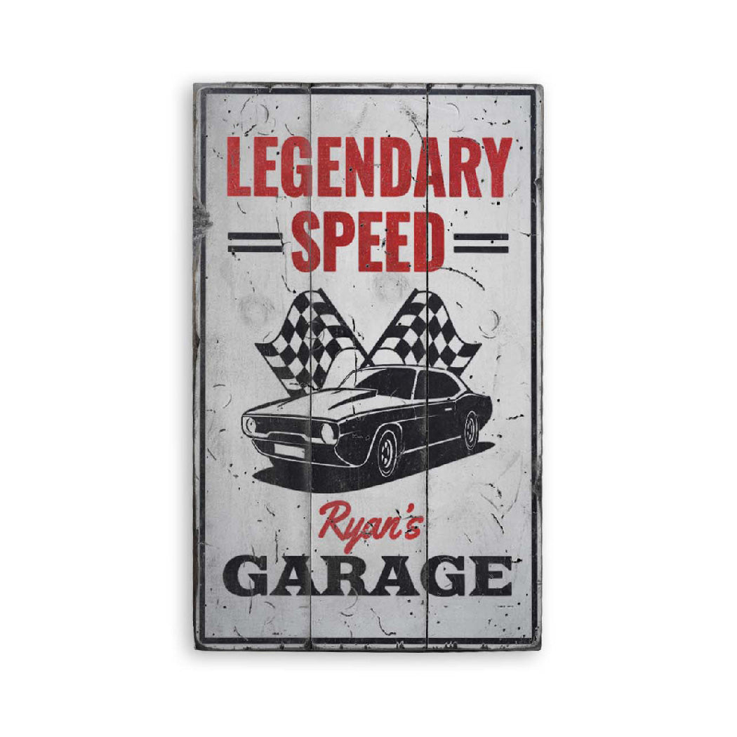 Legendary Speed Car Rustic Wood Sign