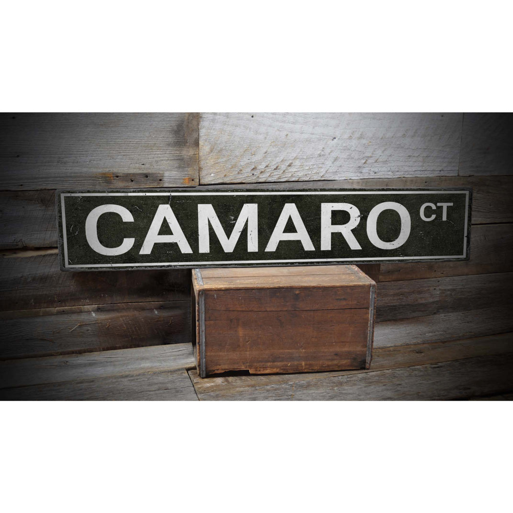 Camaro Street Rustic Wood Sign