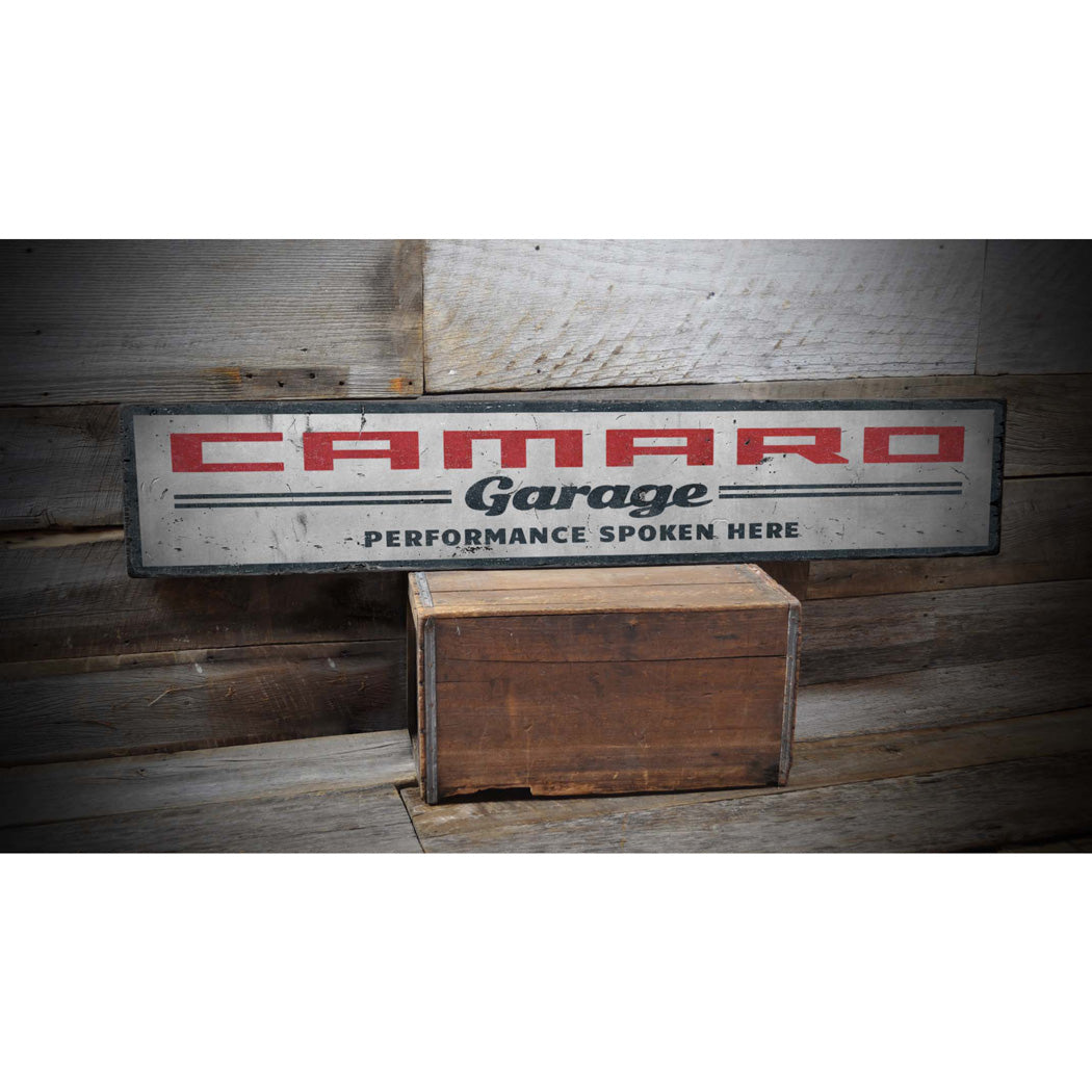 Classic Camaro Garage Rustic Wood Sign