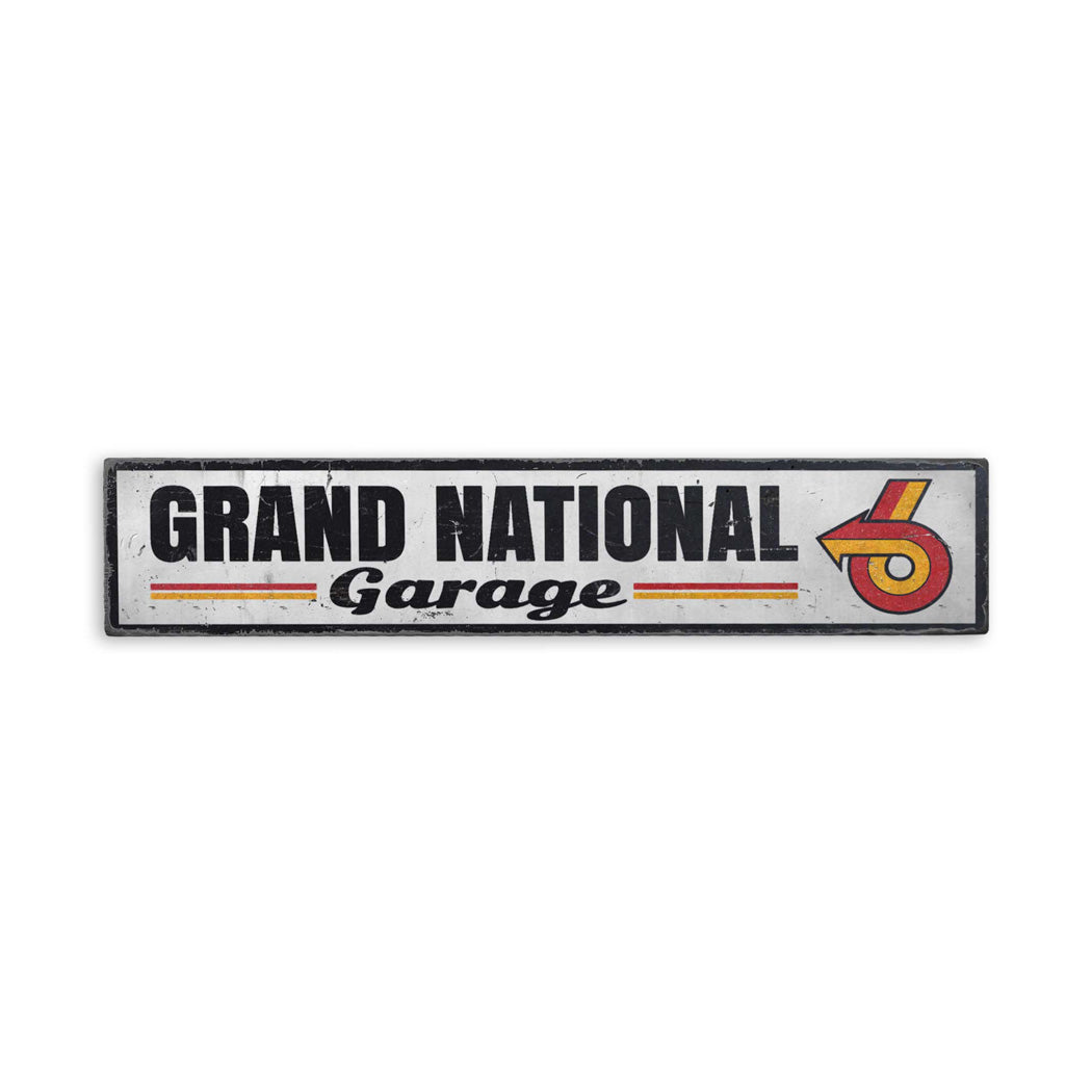 Grand National Garage Rustic Wood Sign