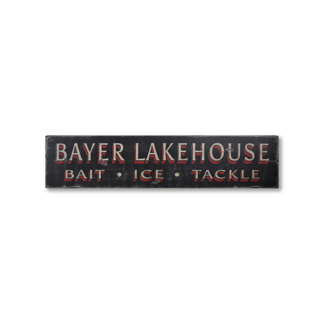 Lakehouse Bait Rustic Wood Sign