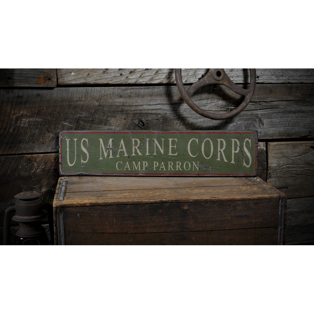 Marine Corps Camp Rustic Wood Sign