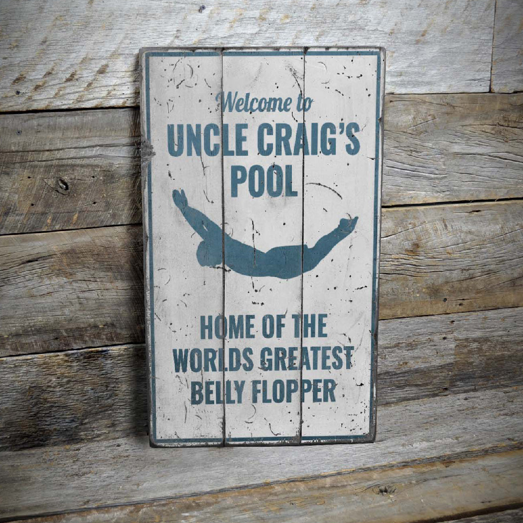 Belly Flopper Rustic Wood Sign