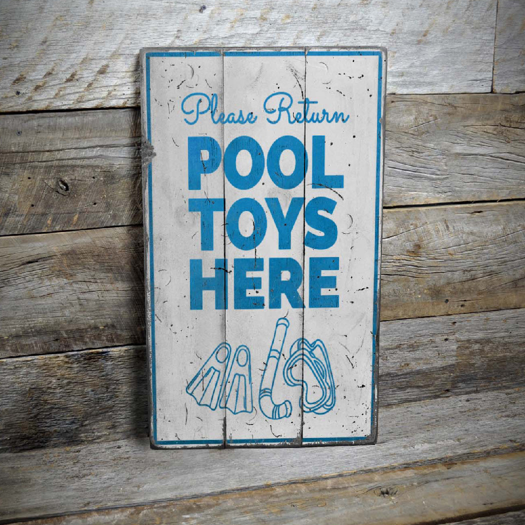 Pool Toys Rustic Wood Sign