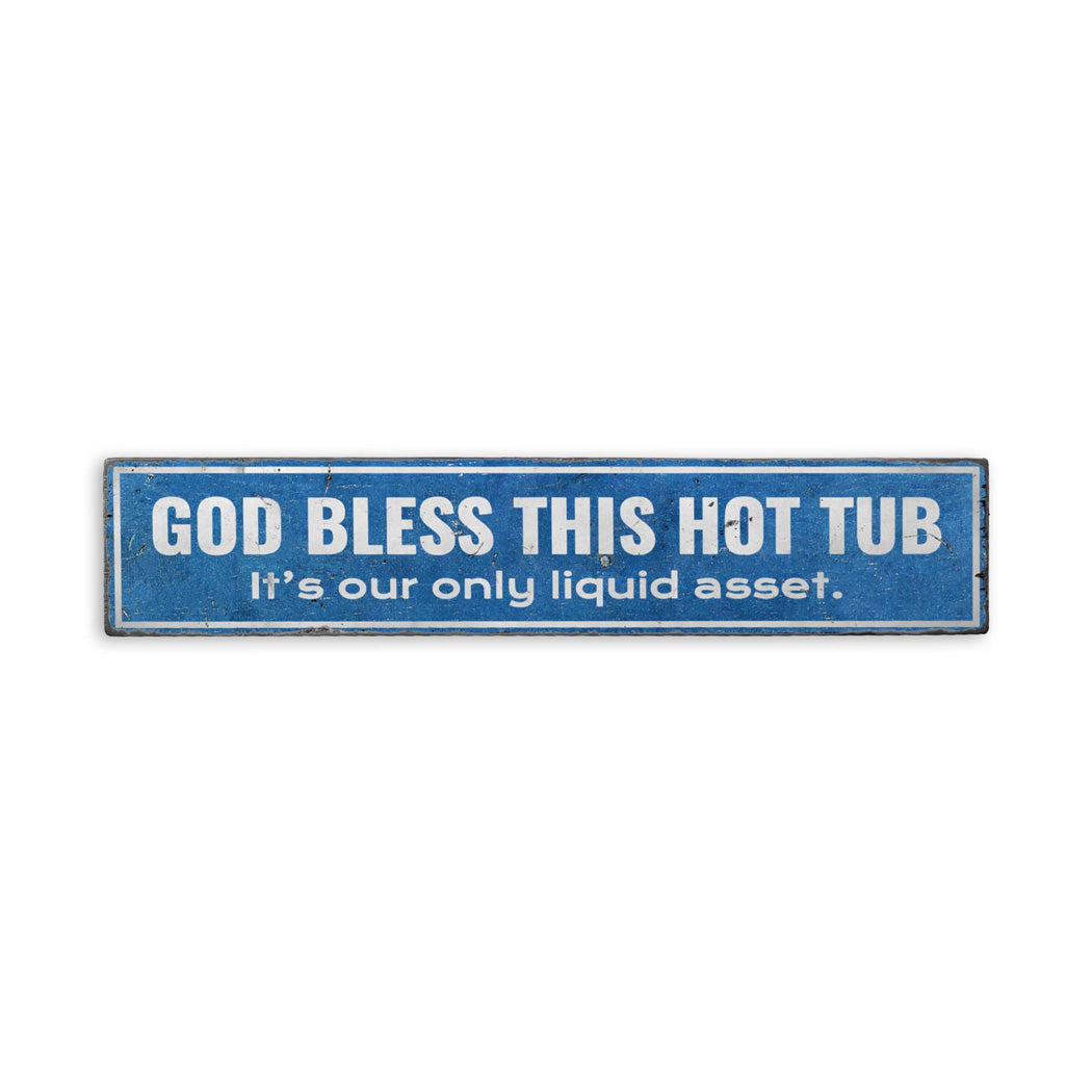 Funny Hot Tub Rustic Wood Sign