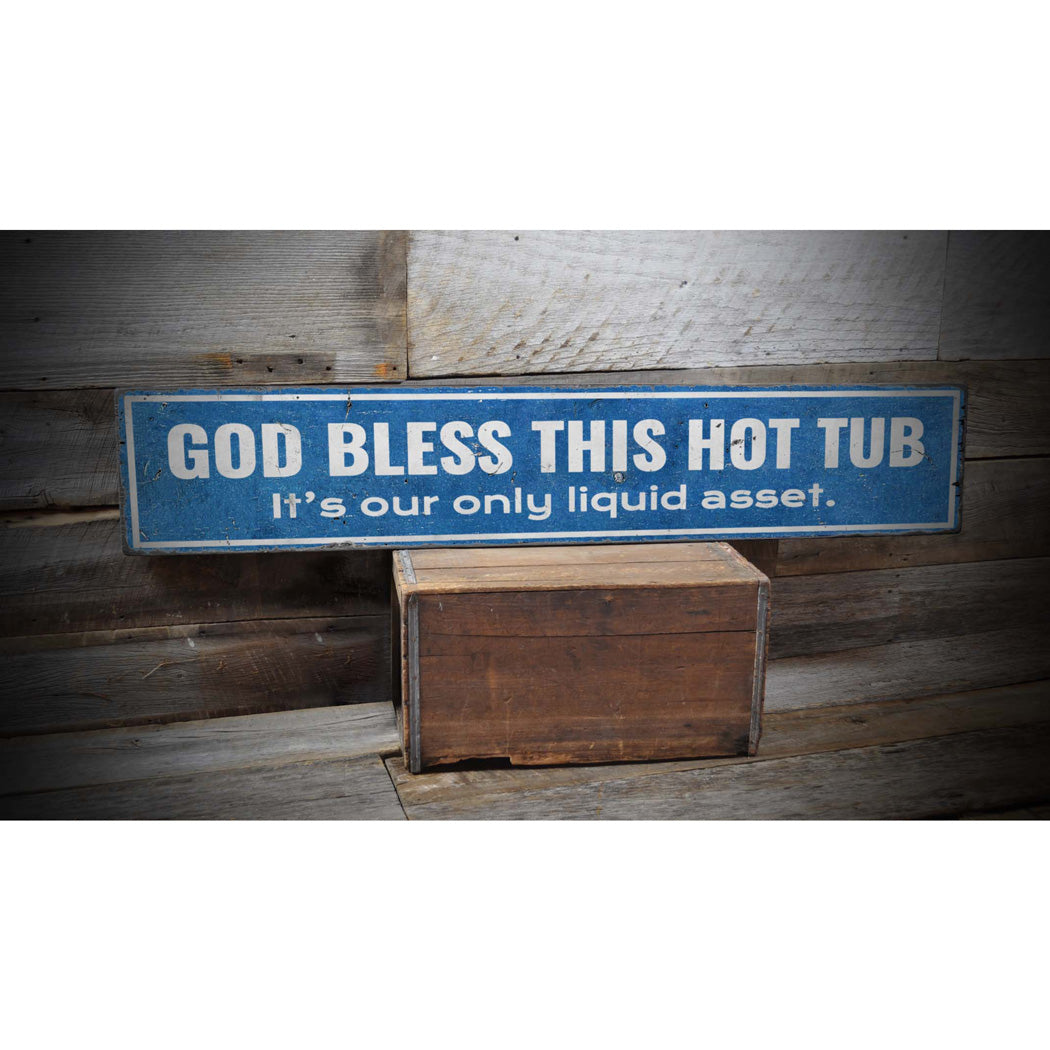 Funny Hot Tub Rustic Wood Sign