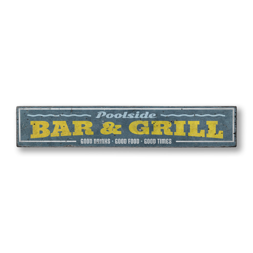 Poolside Bar Rustic Wood Sign