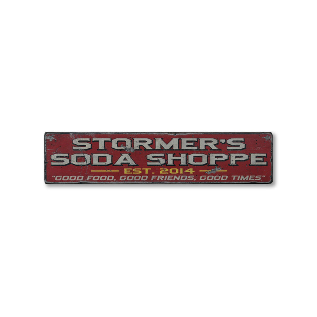 Soda Shoppe Est. Date Rustic Wood Sign