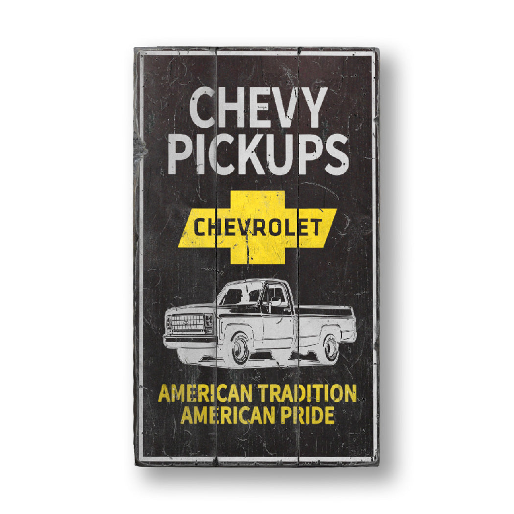 Chevy Pickups Rustic Wood Sign