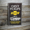 Chevy Pickups Rustic Wood Sign