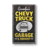 Chevy Garage Hangout Rustic Wood Sign