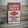 Chevy Truck Parking Rustic Wood Sign