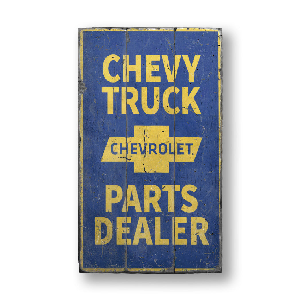 Chevy Truck Parts Rustic Wood Sign