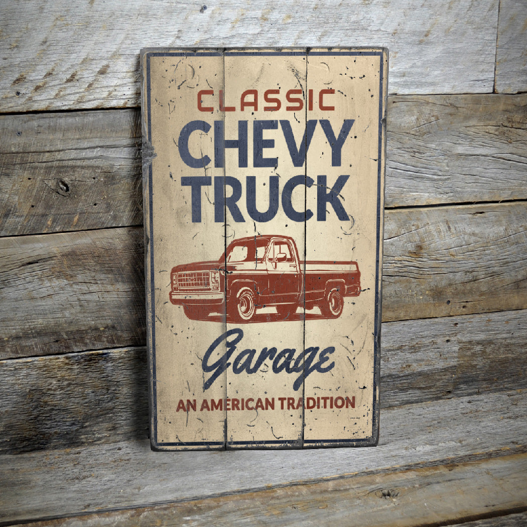 Classic Chevy Truck Rustic Wood Sign