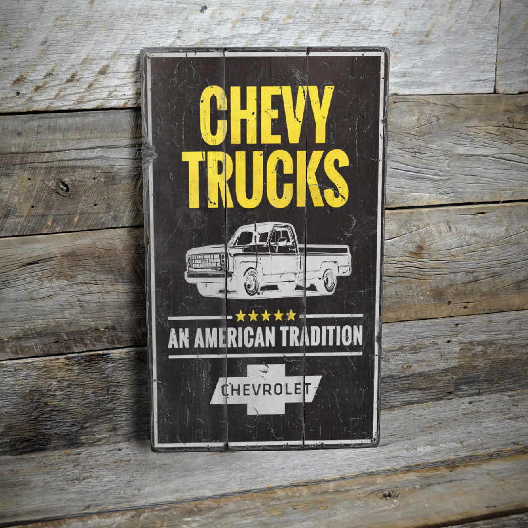 American Tradition Chevy Truck Rustic Wood Sign