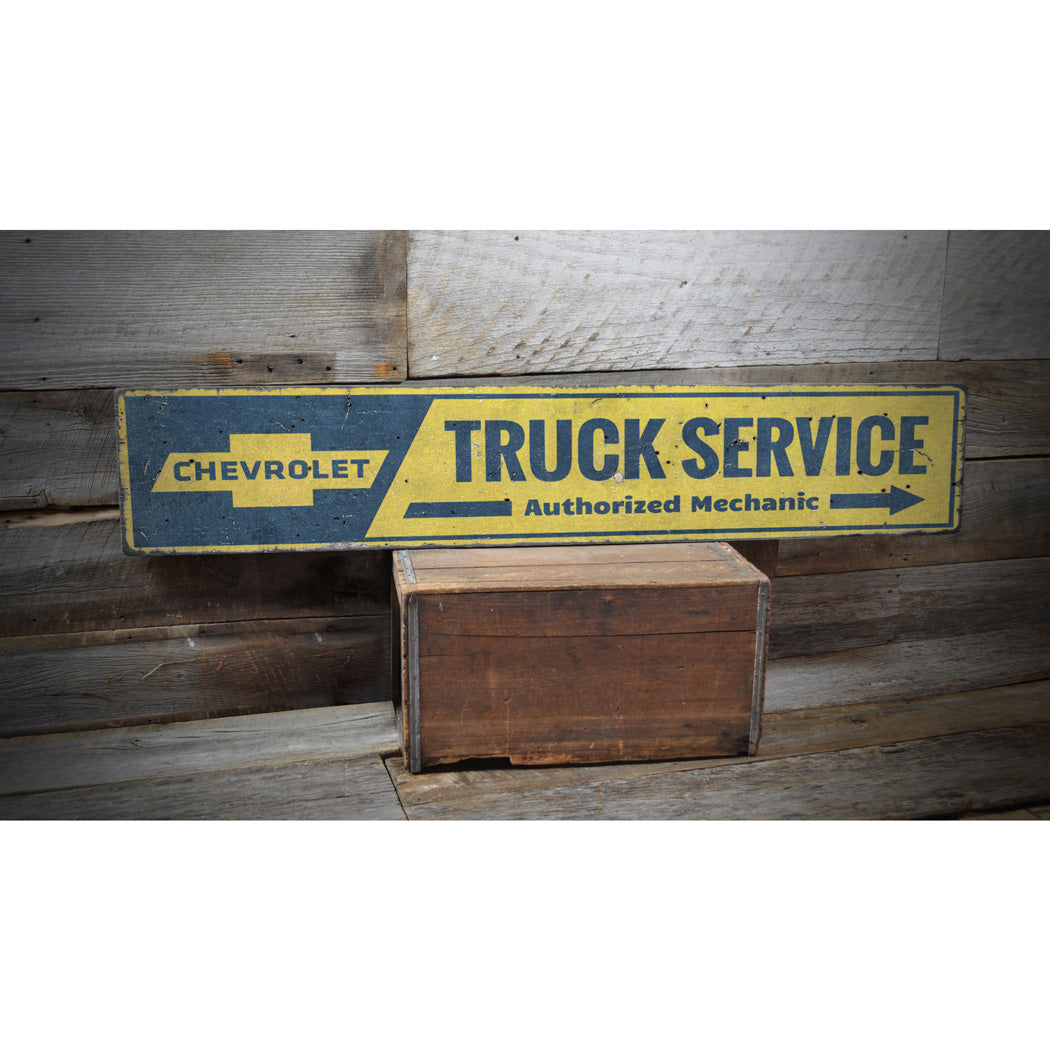 Chevy Truck Service Rustic Wood Sign