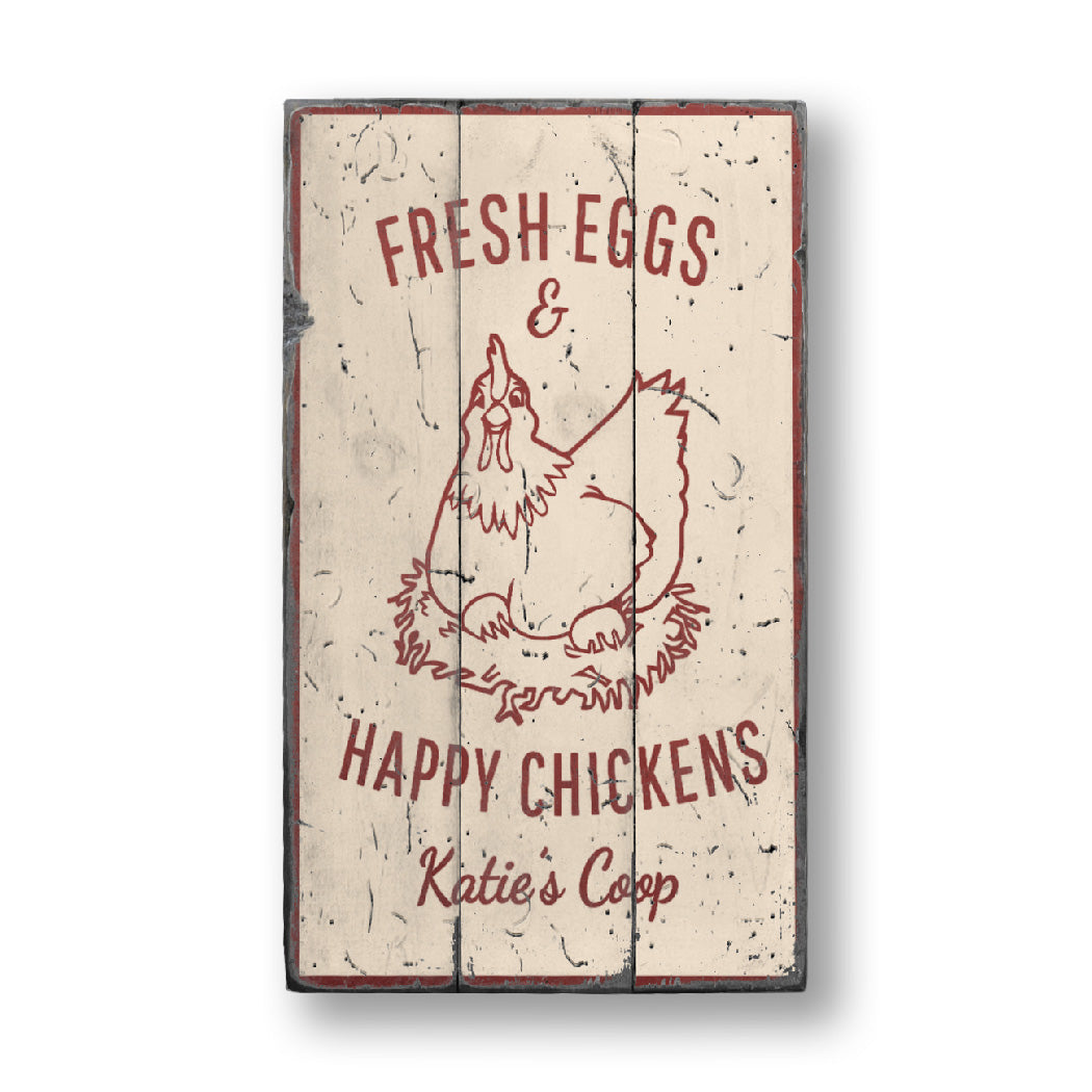 Happy Chicken Rustic Wood Sign