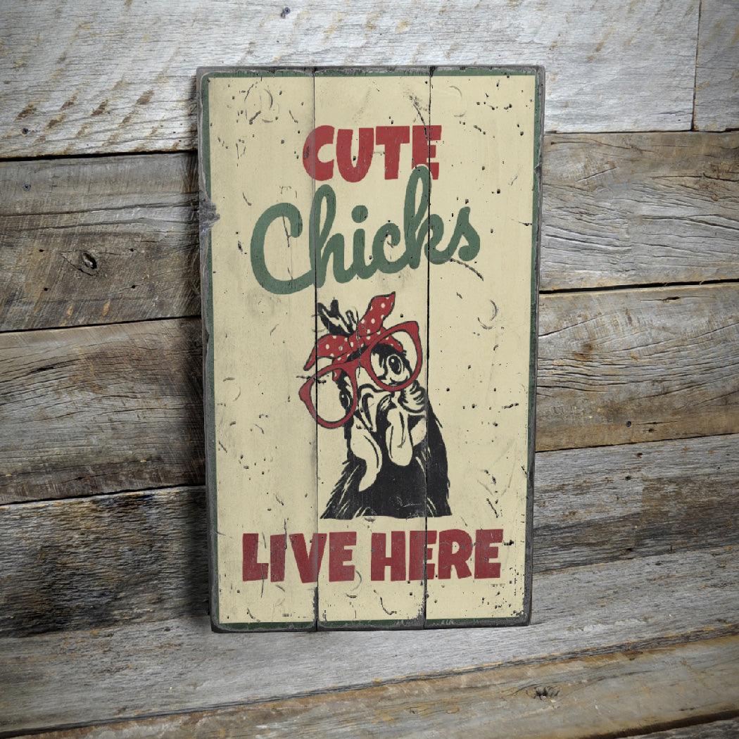 Funny Chicken Coop Rustic Wood Sign