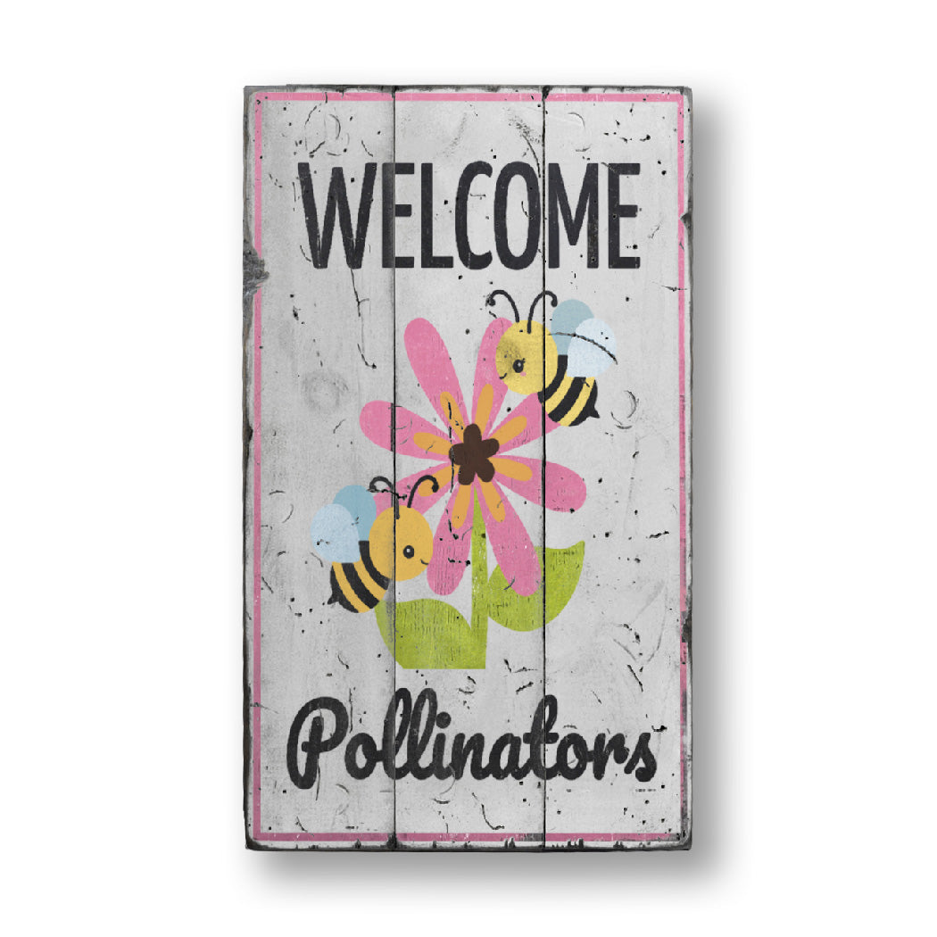 Pollinators Rustic Wood Sign