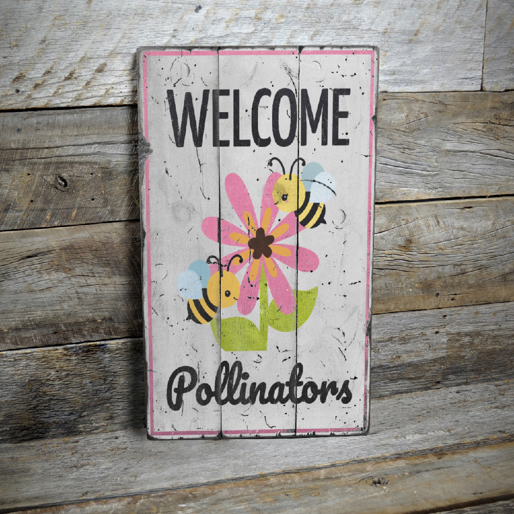 Pollinators Rustic Wood Sign