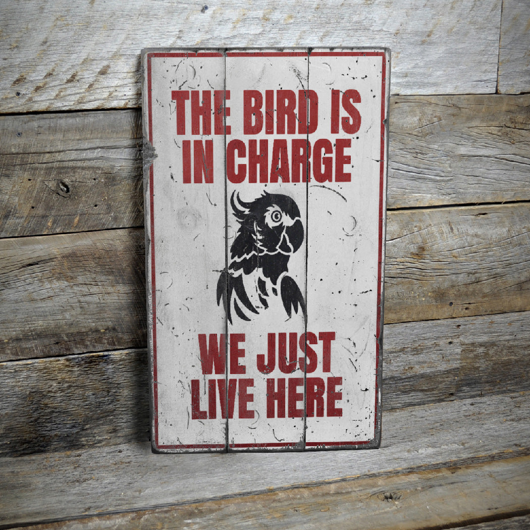 Funny Bird Rustic Wood Sign