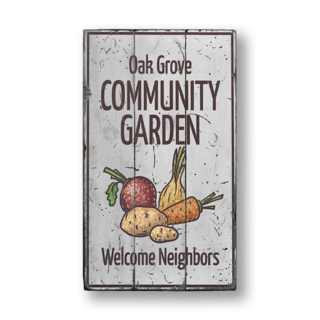 Community Garden Welcome Rustic Wood Sign