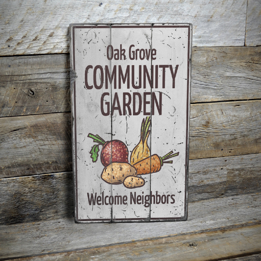 Community Garden Welcome Rustic Wood Sign