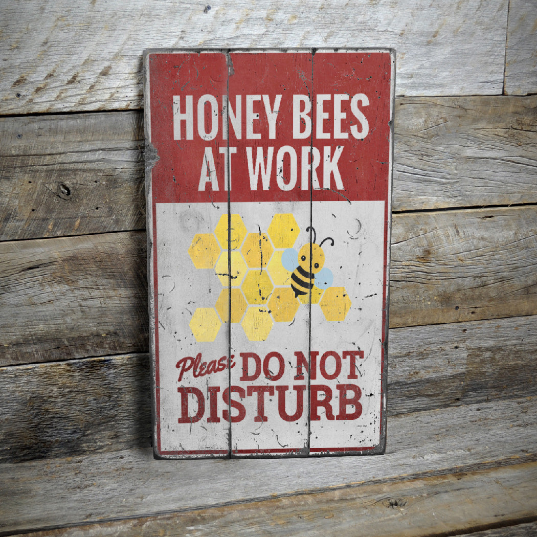 Honey Bee Rustic Wood Sign