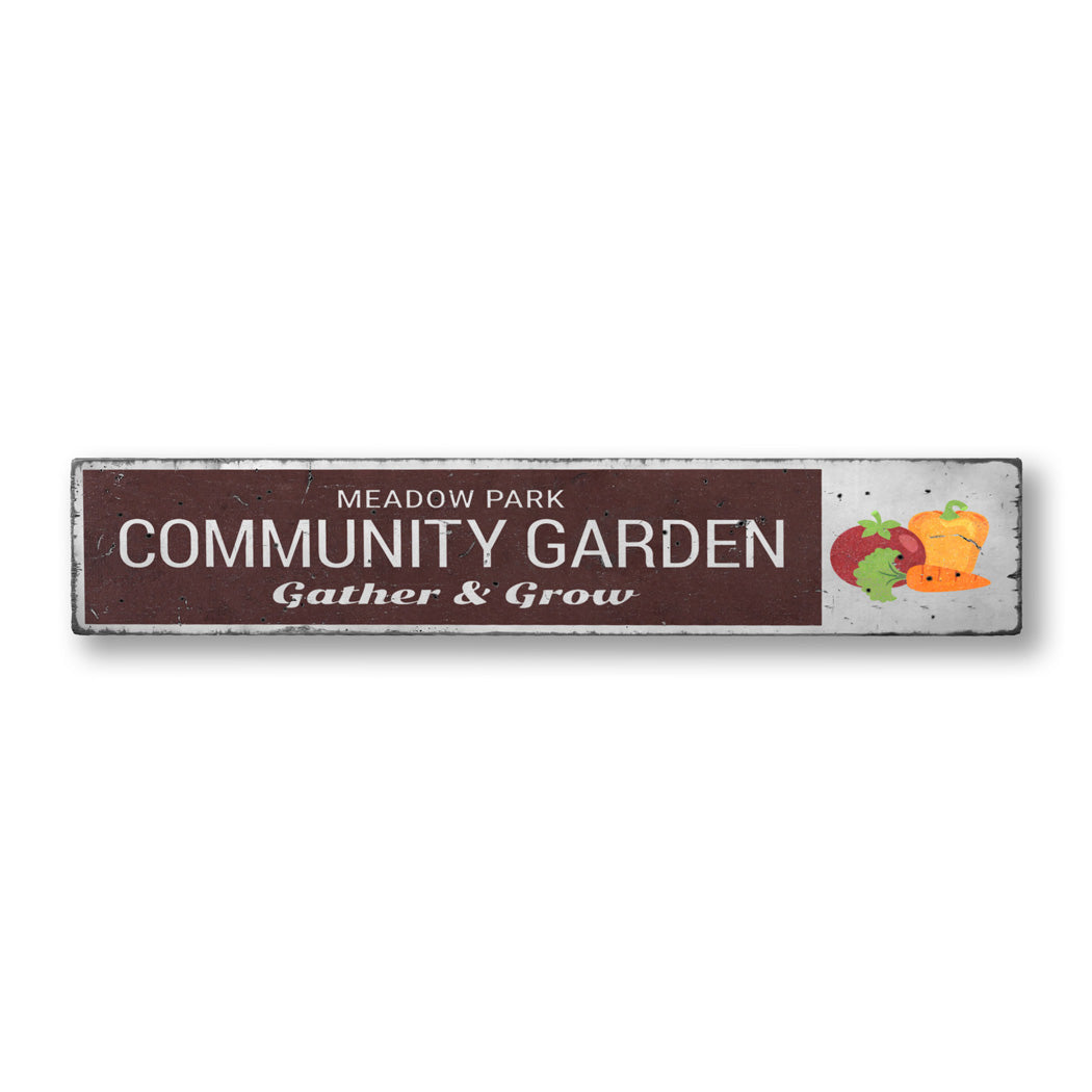 Community Garden Rustic Wood Sign