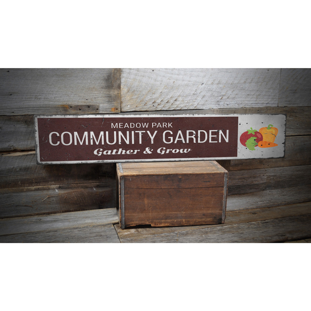 Community Garden Rustic Wood Sign