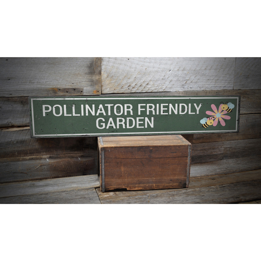 Pollinator Friendly Garden Rustic Wood Sign