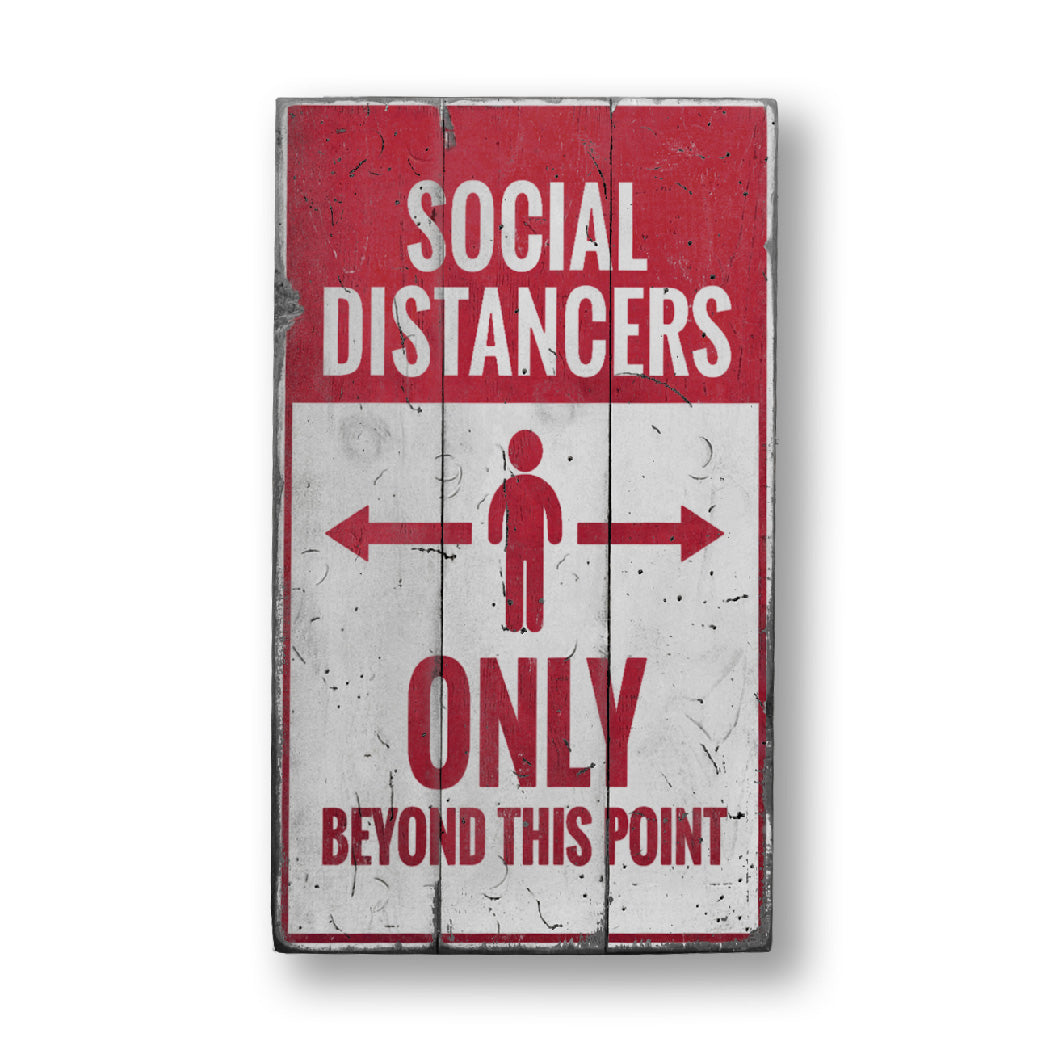 Social Distancing Rustic Wood Sign