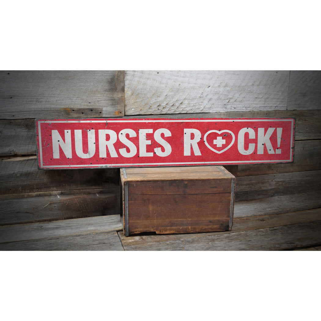 Nurses Rock Rustic Wood Sign