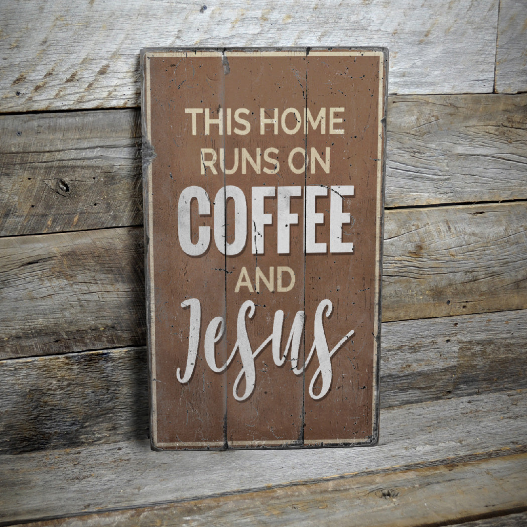 Coffee and Jesus Rustic Wood Sign