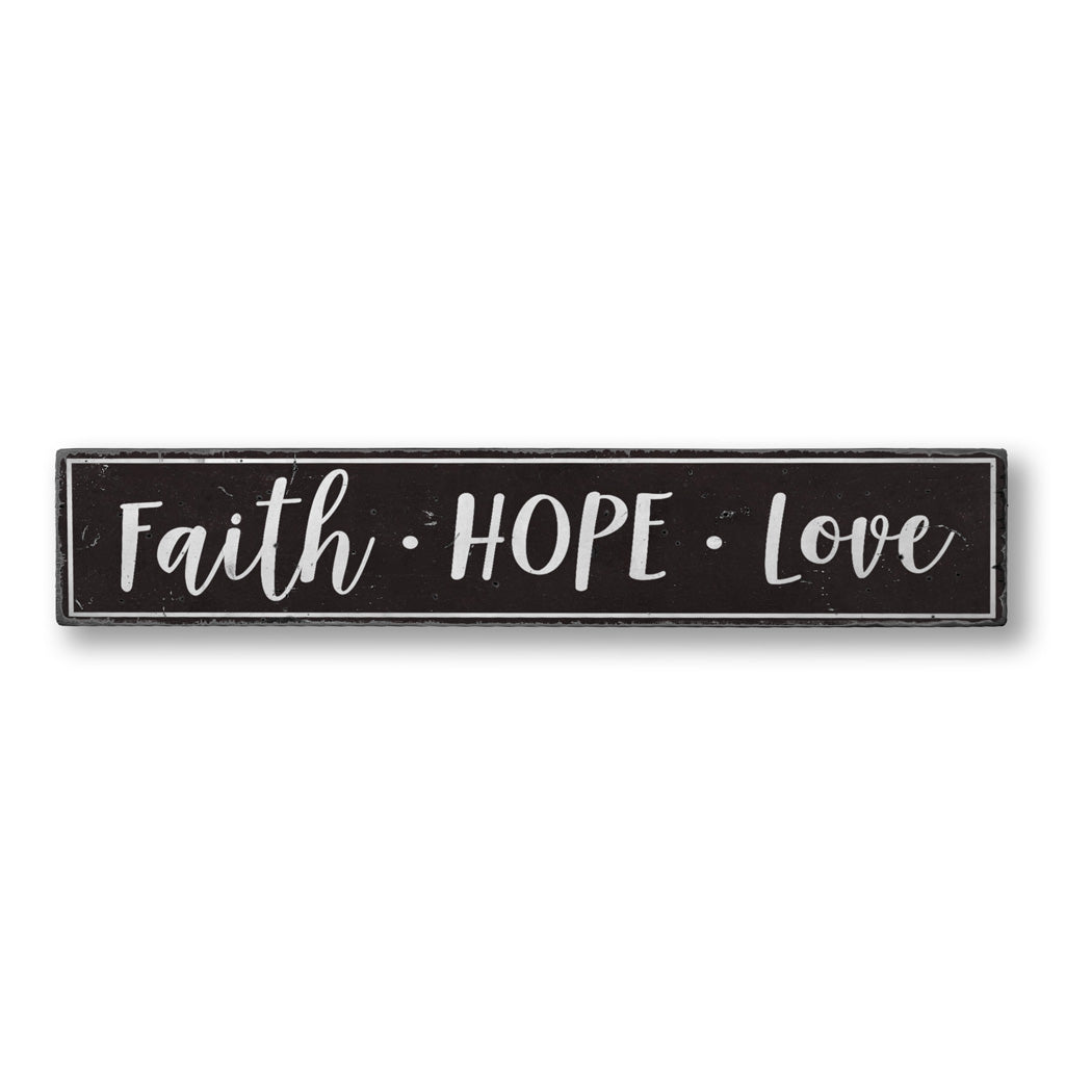 Faith Hope Love Rustic Wood Sign