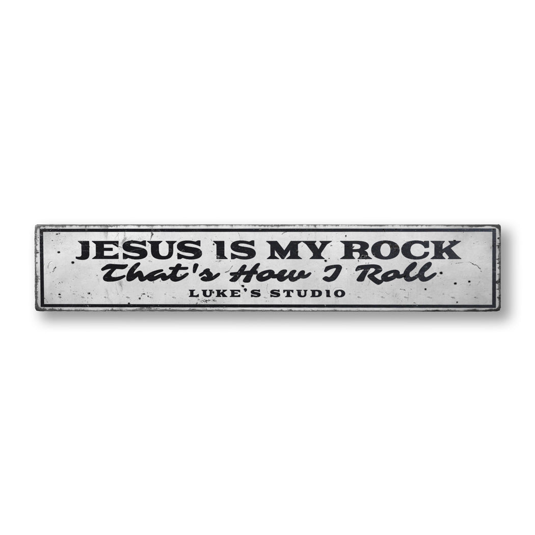 Jesus is My Rock Rustic Wood Sign