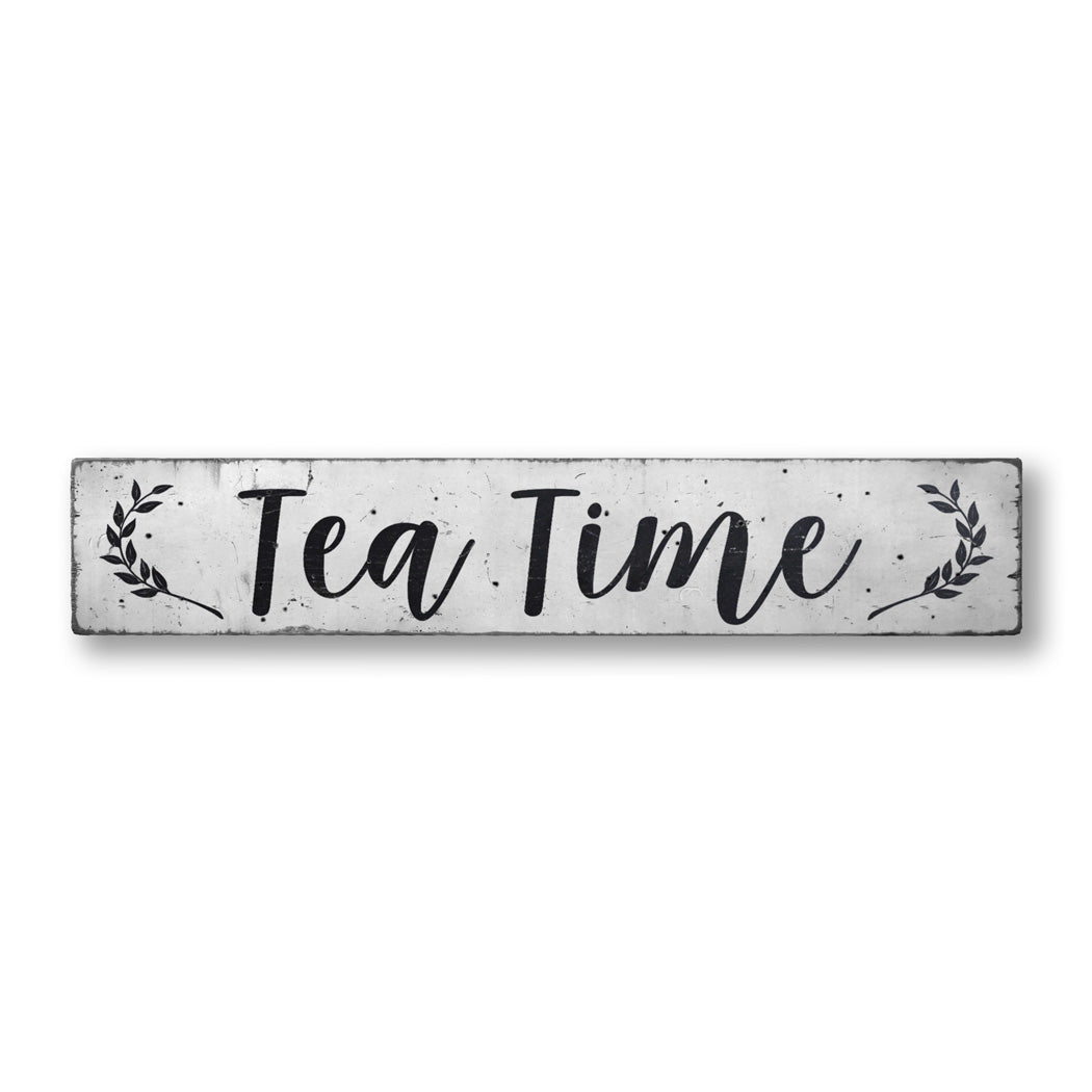 Tea Time Rustic Wood Sign