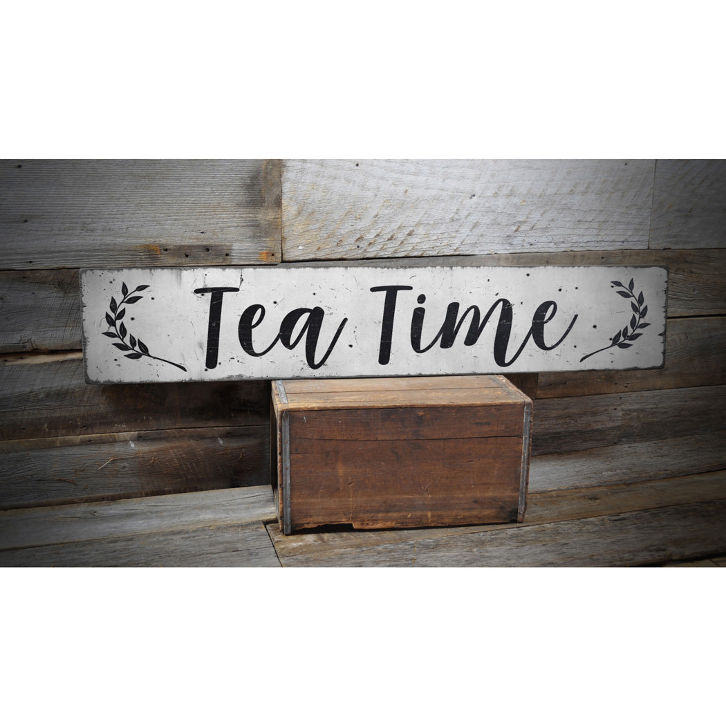 Tea Time Rustic Wood Sign