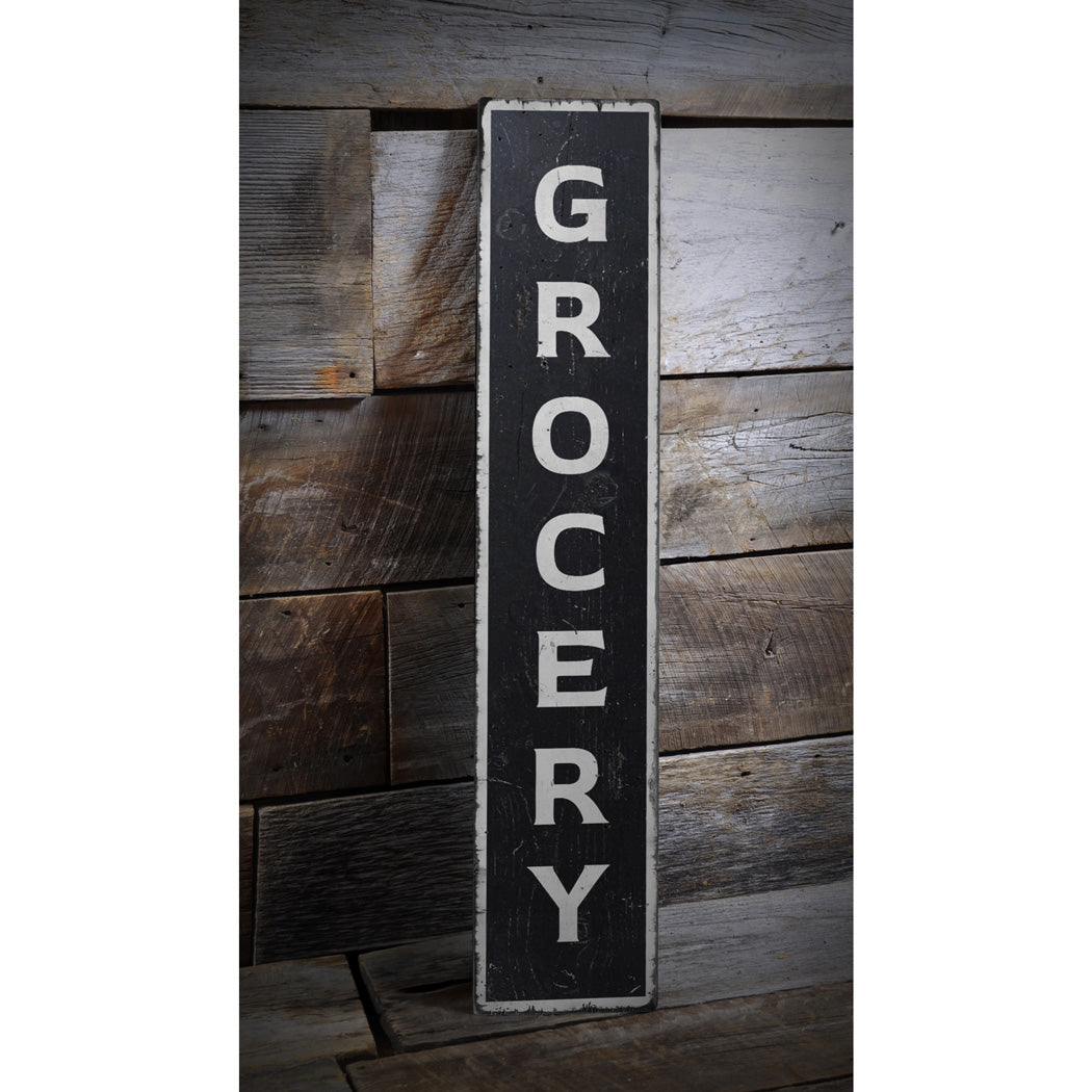 Vertical Grocery Wood Sign