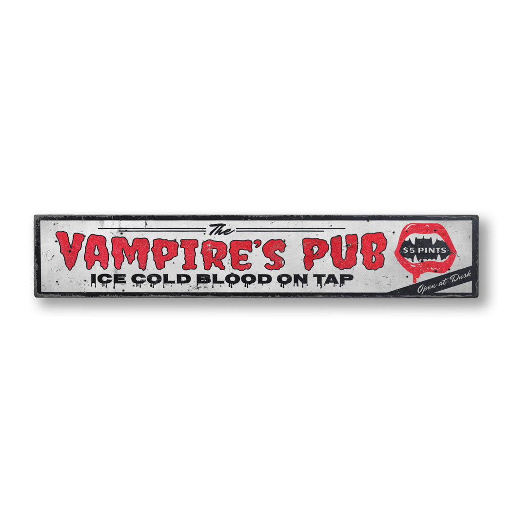 Ice Cold Blood Vampire Pub Rustic Wood Sign